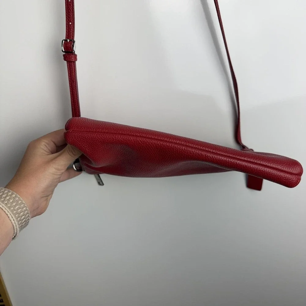 Coach Crossbody Bag Womens Small Red Pebbled Leather Zip Top Purse F54857